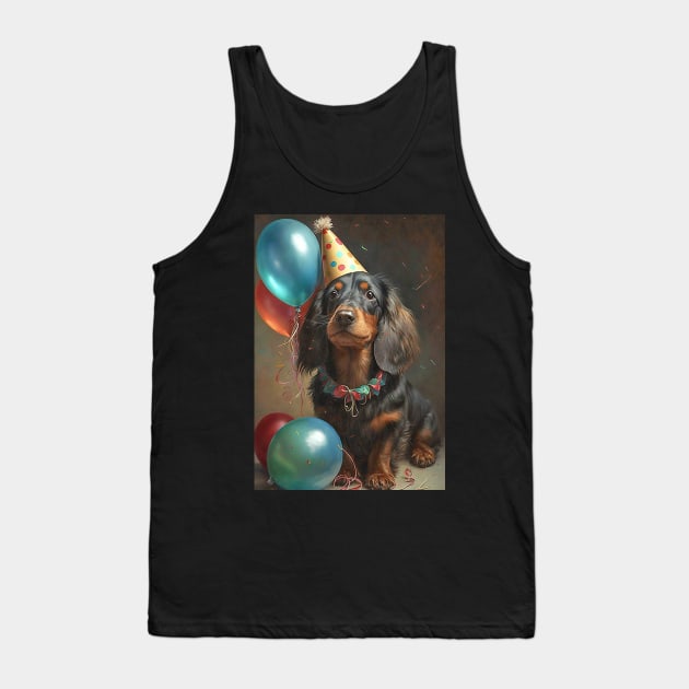 Daschund Dog Birthday Card Tank Top by candiscamera